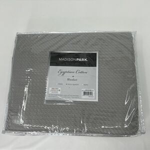 NWT Madison Park MP51N-6166 Gray Egyptian Cotton Blanket Modern Full